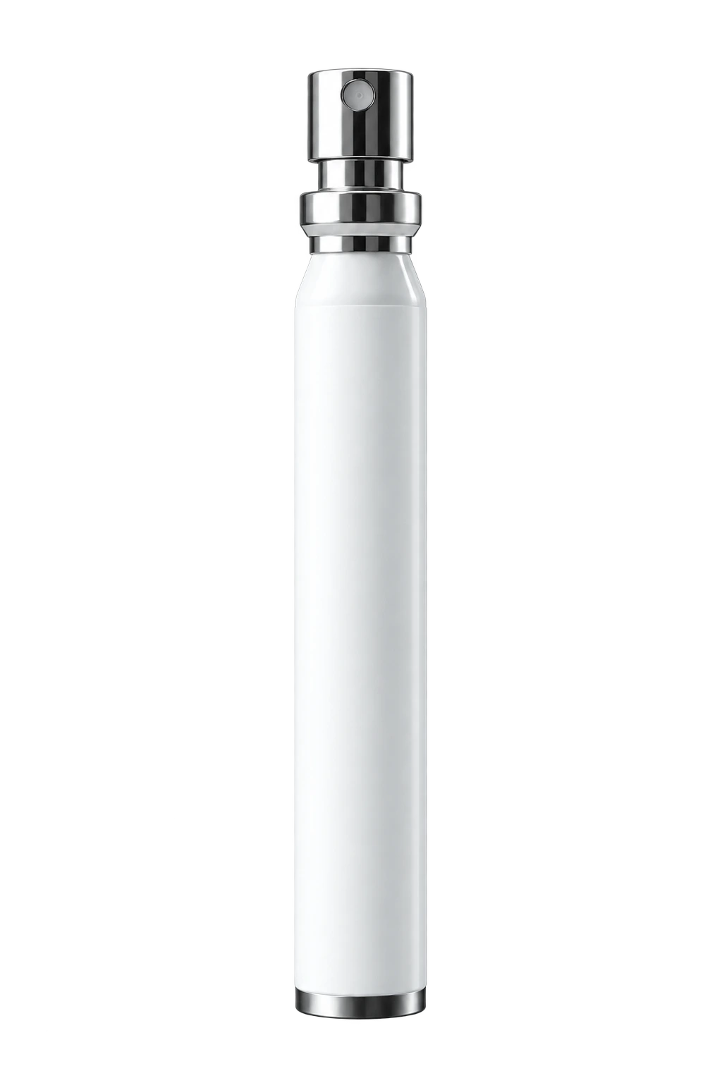 Slim white ZenSci oral spray with chrome actuator